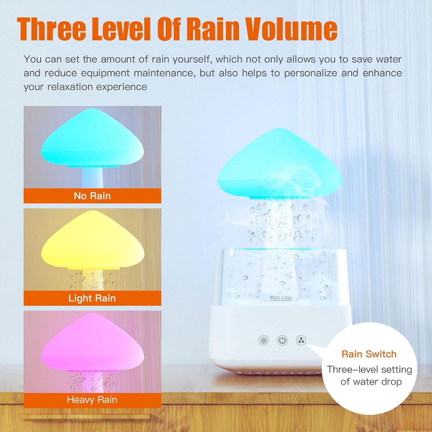 ABBWOBOX Rain Cloud Humidifier Water Drip, Essential Oil Diffuser for Home Bedroom Aroma, Mushroom Humidifier With Calming Rain Sounds to Help Sleeping & Stress, With Night Light & Waterfall Lamp