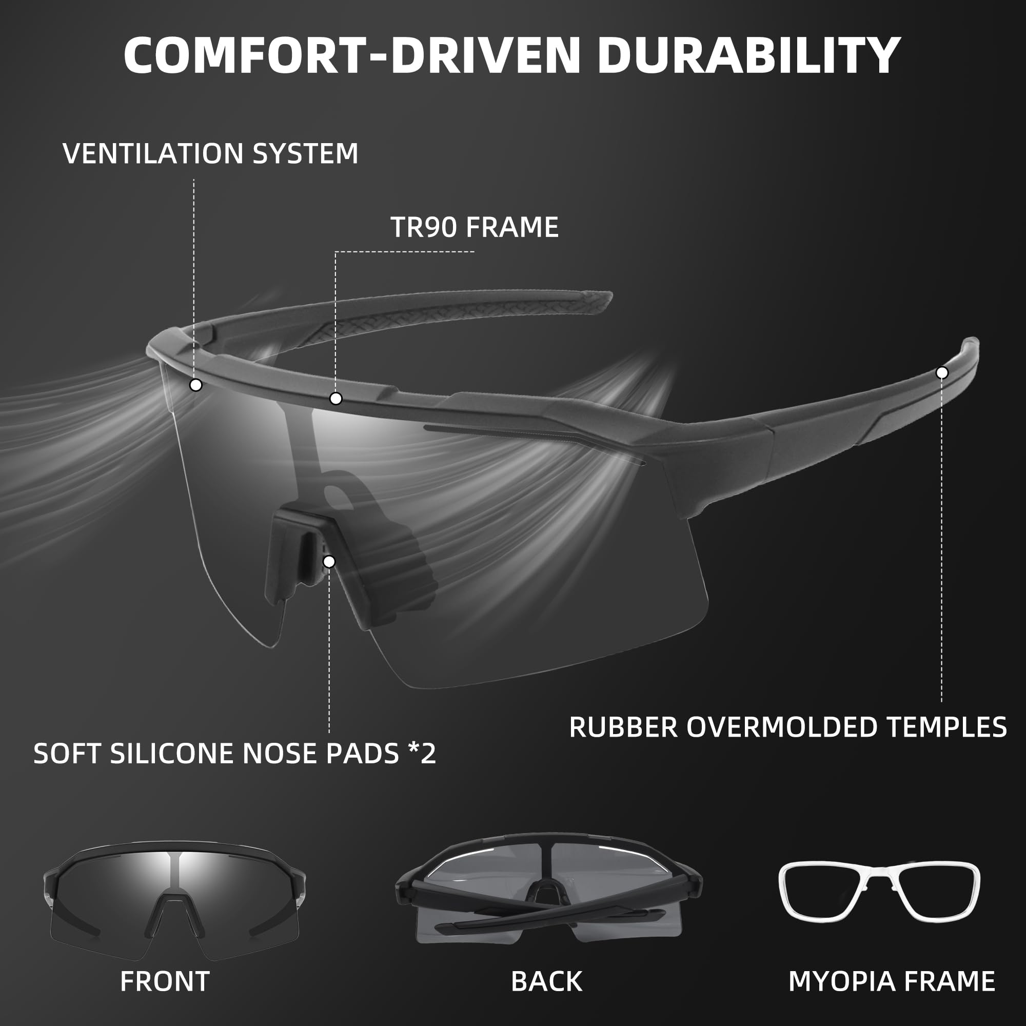 Lunettes de soleil de sport polarisées pour homme et femme, protection UV400, baseball, cyclisme, pêche