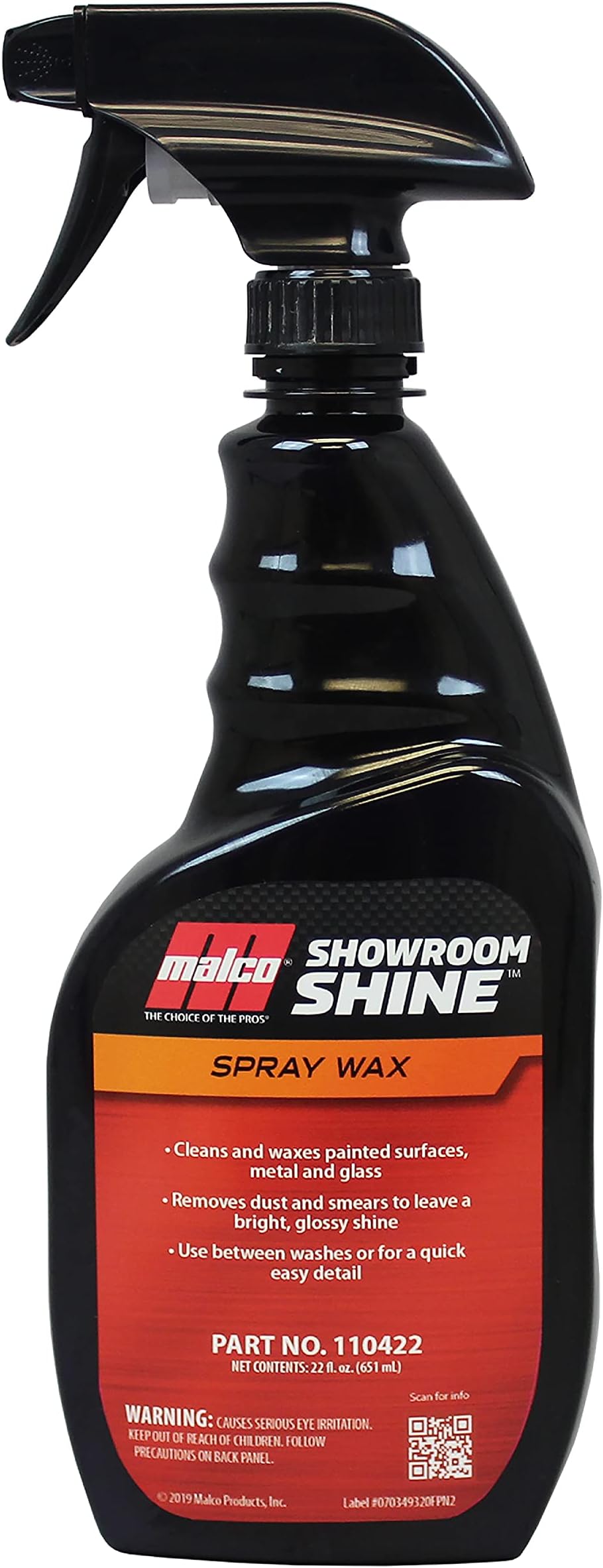 Showroom Shine Spray Car Wax – Easy to Use Instant Detailer Spray / Cleans and Waxes Painted Surfaces, Metal and Glass / 22oz.