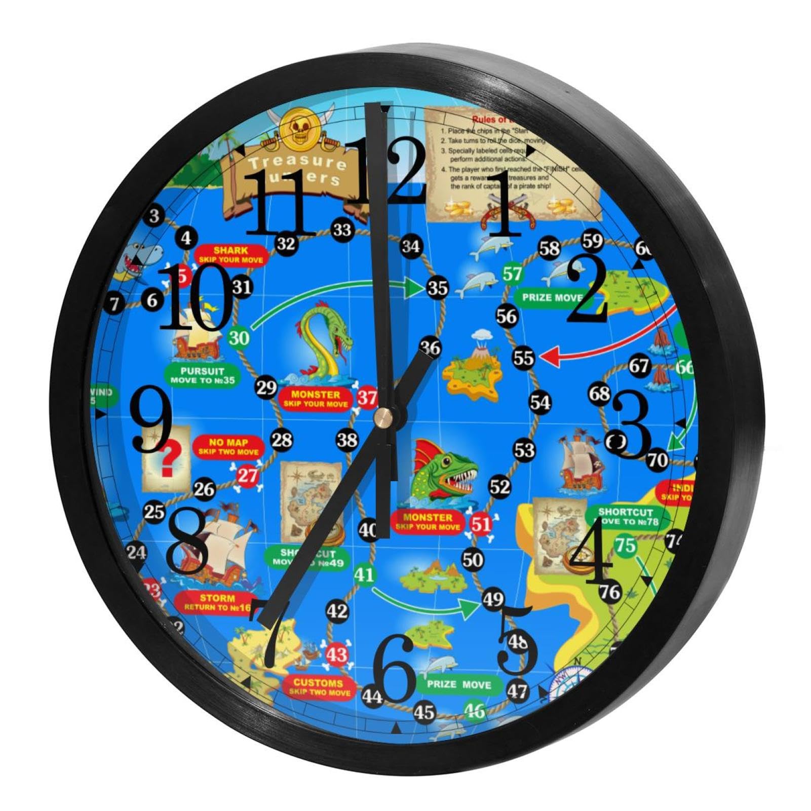 Horloge murale à quartz fonctionnement à piles mécanisme silencieux bleu