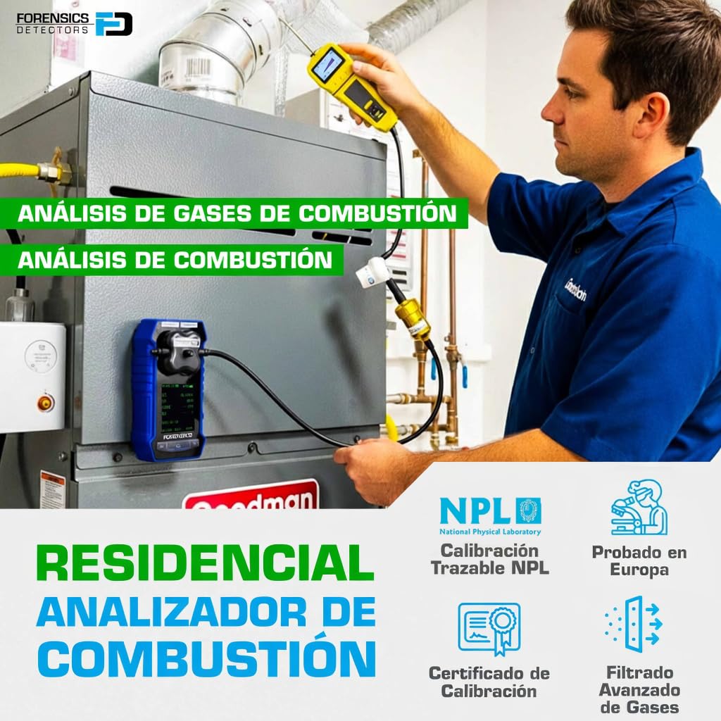 Analizador de Gases de Combustión (Flue Gas) | Certificado de Calibración EU | CO, O2, COAF y EA | Trampa de Agua, Filtros de Partículas y NOx | FD-4S-FLUE