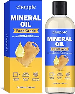 Choppie Mineral Oil (10.14 fl.oz), Food Grade Mineral Oil for Cutting Boards, Butcher Block for Maintaining Wooden & Bamboo Cutting Boards, Prevents Drying & Cracking