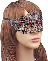 Vista 22 de IETANG - Antifaces venecianos para parejas, baile de máscaras, accesorios de disfraz o fiesta, 1 par Negro