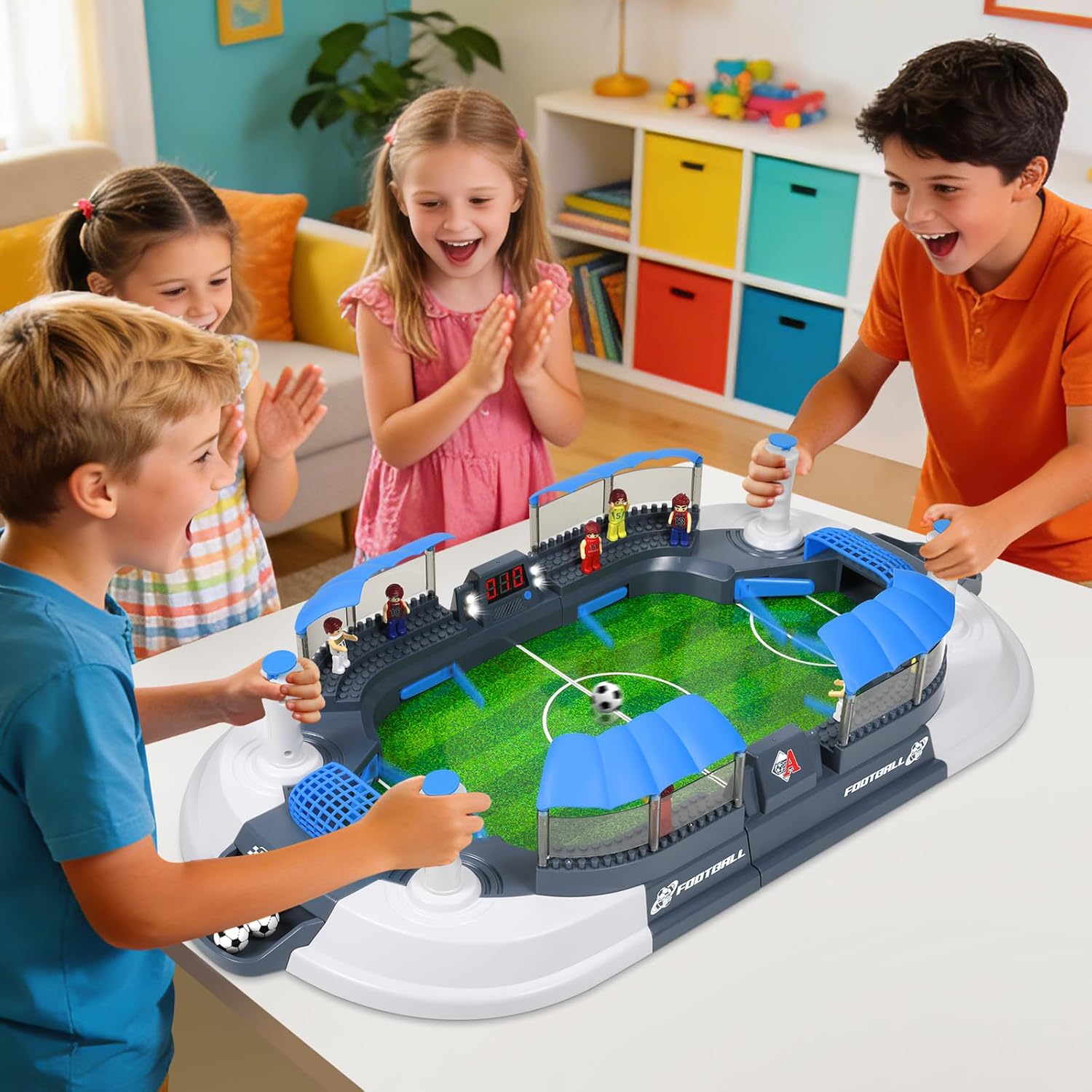 Mini Foosball Table Game for Kids Electronic LED Scoreboard Soccer Game Set Gifts Boys Toy Football Games Board Indoor Sports Game Birthday Gift 3 4 5 6 7 8-12 Year Old Family Gatherings Girl Toys