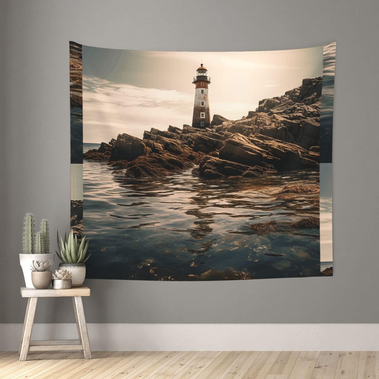 QMKFWT Living Room 60x51 InchLighthouse Tapestry Backdrop Wall Hanging Flag Indoor Outdoor Wall Art Tapestries Wall Decor Blanket Beach Throws Funny Banner Poster for Dorm, Bedroom