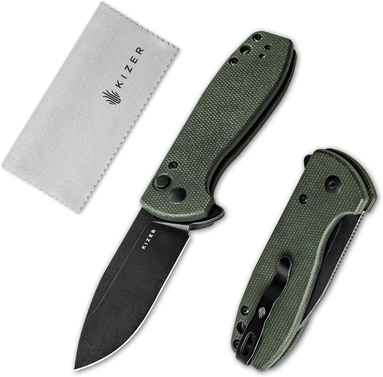 Amicus Pocket Knife, 2.95” Satin Nitro V Blade Small EDC Knife, Micarta Handle Pocket Folding Knife with Reversible Deep Carry Clip, Camping Hunting Pocket Knives for Men Women Gift L3002A5