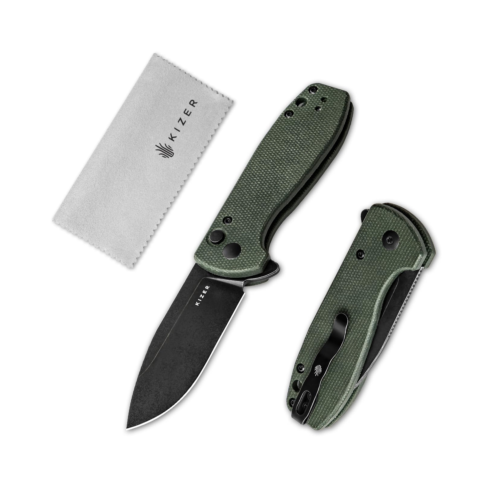 Kizer Amicus Pocket Knife, 2.95” Satin Nitro V Blade Small EDC Knife, Micarta Handle Pocket Folding Knife with Reversible Deep Carry Clip, Camping Hunting Pocket Knives for Men Women Gift L3002A5