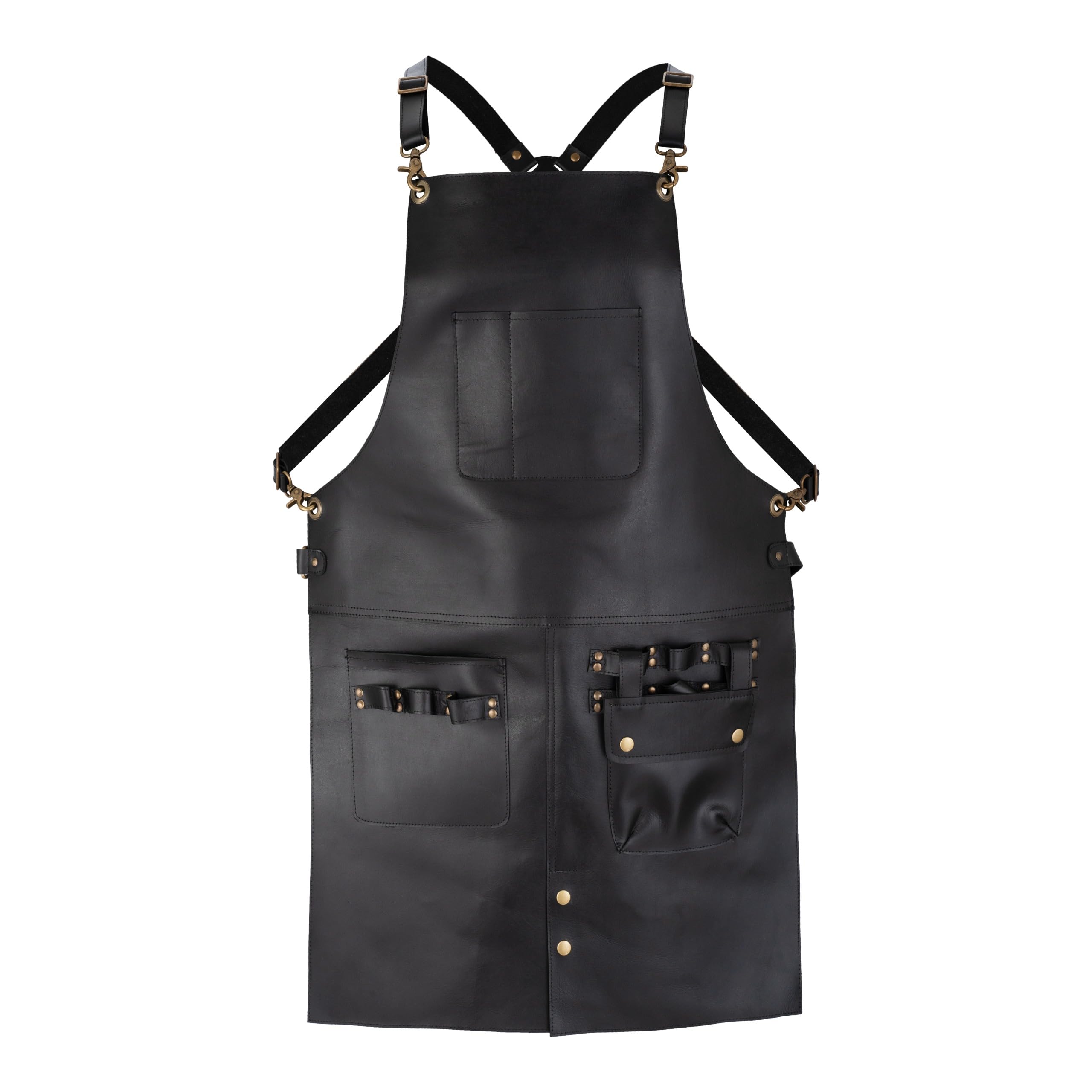 Leathershire Black Full Grain Leather Apron Leather Apron Butcher Diy Bbq Cooking Smith Barber Woodwork Apron (Birthday Gift (Black)