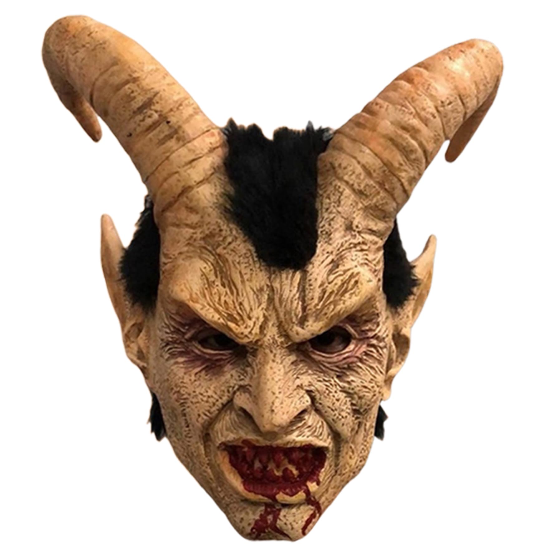 Licsaliwe Realistic Animal Skull Demon Mask, Full Face Scary Mask with Hair Details for Halloween Decor