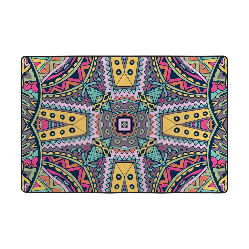 Tapis de salon doux en velours corail Ruchen aux motifs géométriques