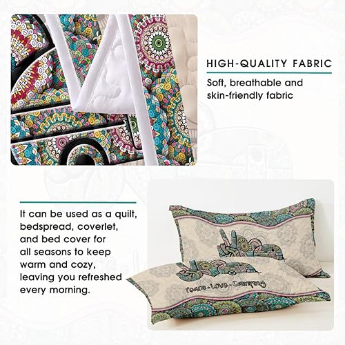 Miniatura 5 de Happy Camping Camper - Juego de edredón vintage de clase A para niñas y mujeres, manta y fundas de almohada, juego de ropa de cama y funda de