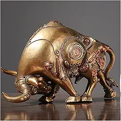 Escultura animal, arte de touro mecânica steampunk nórdica, escultura abstrata, decoração de mesa para casa, sala de estar, quarto, escritório (cor: ouro)