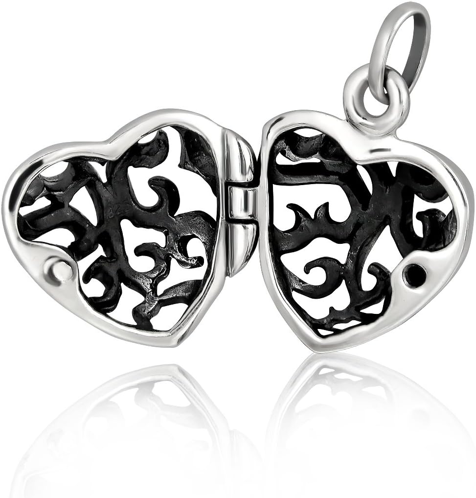WithLoveSilver 925 Sterling Silver Vintage Style Cut Out Stencil Heart Love Locket Pendant - Image 2