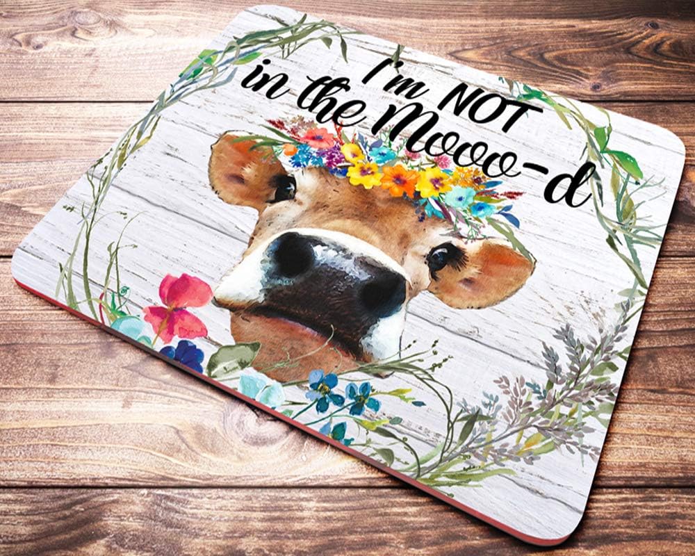 Funny Heifer Mouse Pad Watercolor Floral Wreath Quote Cow Mousepad Farmhouse Desk L8