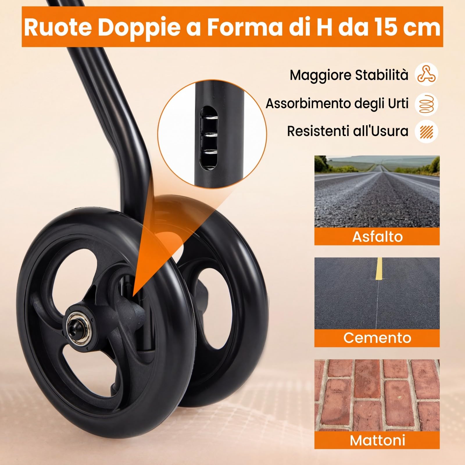 COSTWAY Deambulatore per Anziani Pieghevole 2 in 1 con Seduta a 3 Livelli | Rollator Portatile con Sacchetti Portaoggetti e Impugnatura Ergonomica da Interno ed Esterno
