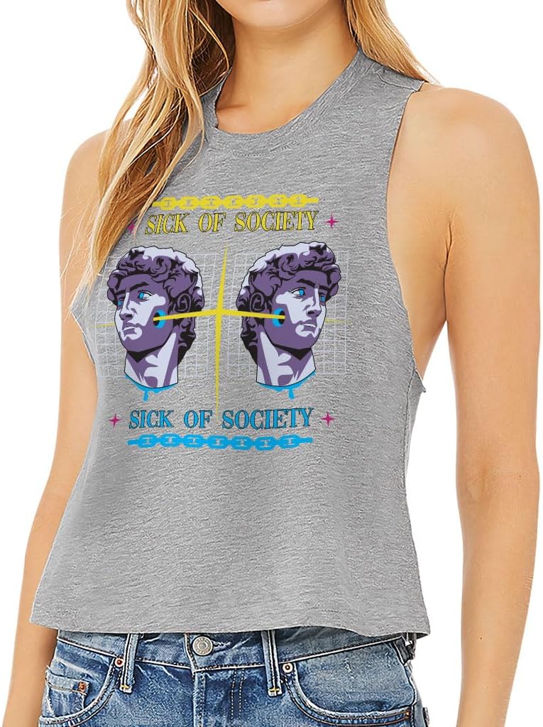 Sick of Society Racerback Cropped Tank - Great Gifts - Items for Art Lovers