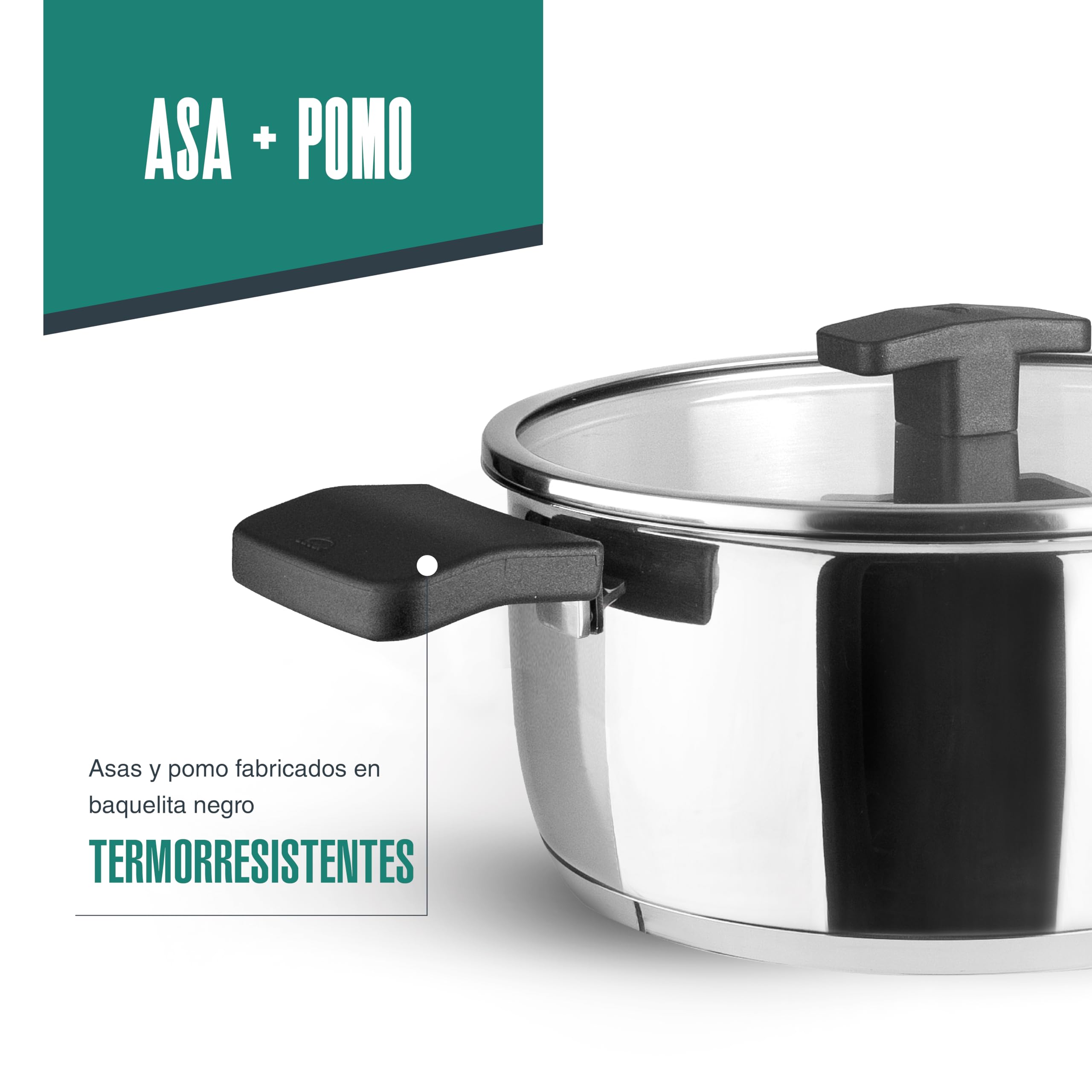 Lacor 80026 - Cacerola con Tapa Caliza, Acero Inoxidable 18/10, Asas | En acero inox 18/10, para guisos y cocciones uniformes; con 4,5 L de capacidad, versátil para tus preparaciones del día a día