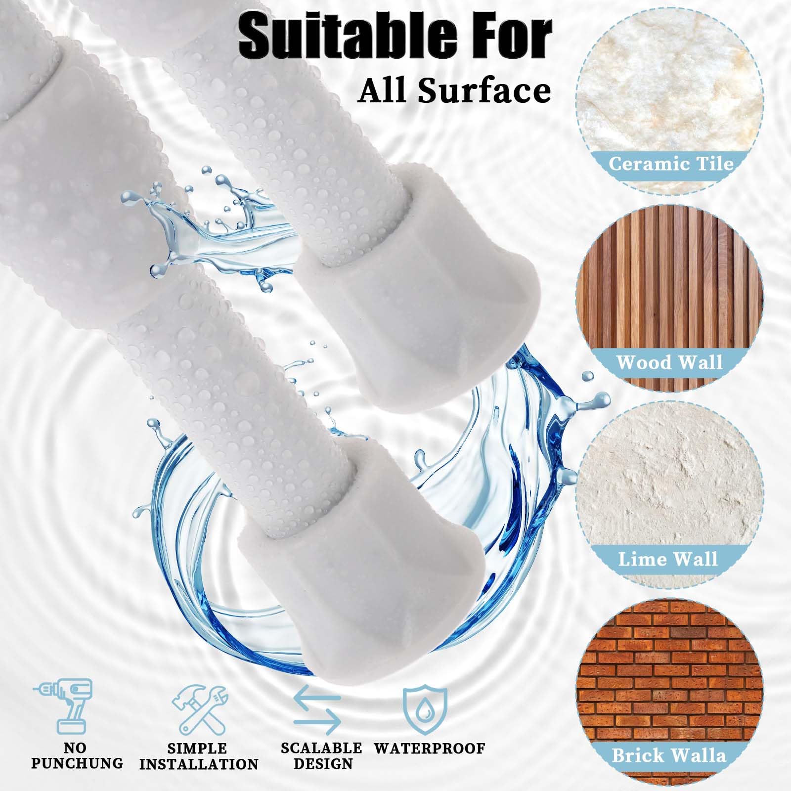 2 Aste Per Tende A Molla Regolabili 25-40cm | Bianche, No Fori | Per Doccia, Finestre E Armadi - Foto 6