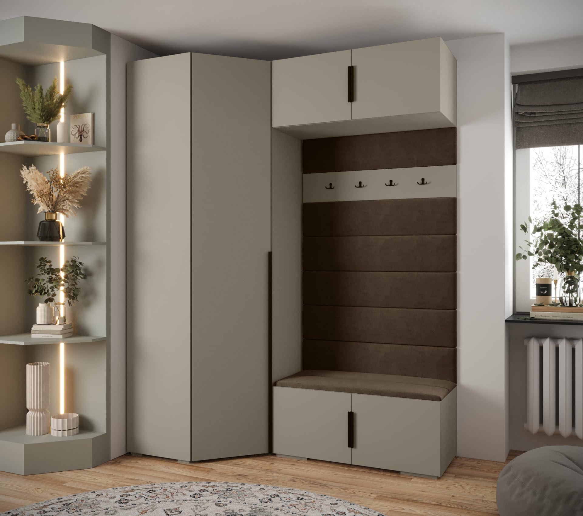 Garde-Robe ABIKSMEBLE Inova 1 - 236.7x200x47cm - Armoires Et Tiroirs - Style Moderne - Cachemire/Or