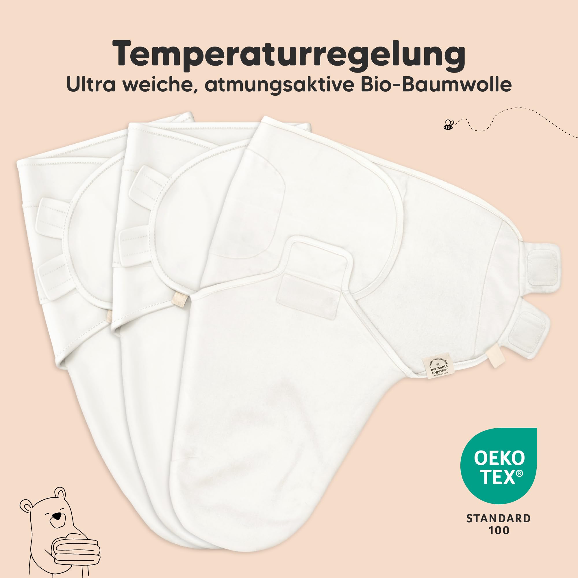 3-Pack Bio Swaddle Schlafsack Baby - Pucksack Baby 0-3 monate für Neugeborene, Weich und Gemütlich Pucktuch Säuglinge fur Mädchen, Jungen, Babyschlafsack Neugeborene, Atmungsaktiv (Dino Ridge) | Baby Mädchen Jungen Weiche Bio-Baumwolle Neugeborene Pucksac