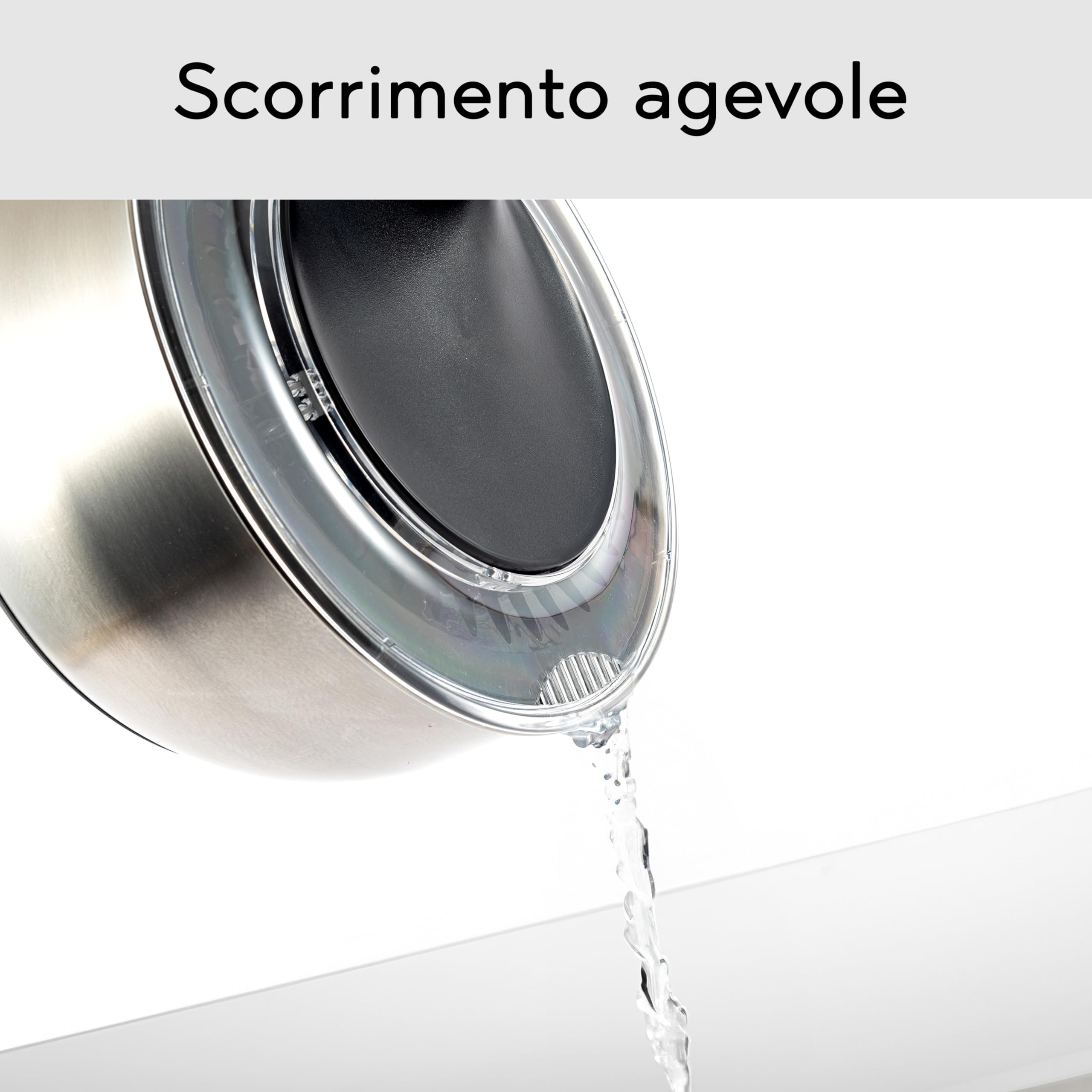 Hanseküche Centrifuga da insalata in acciaio inossidabile – Ø24,5x19cm Centrifugare,servire e conservare in un unico Salad Spinner privo di BPA,Grande capacità di 4,5 litri con azionamento a manovella