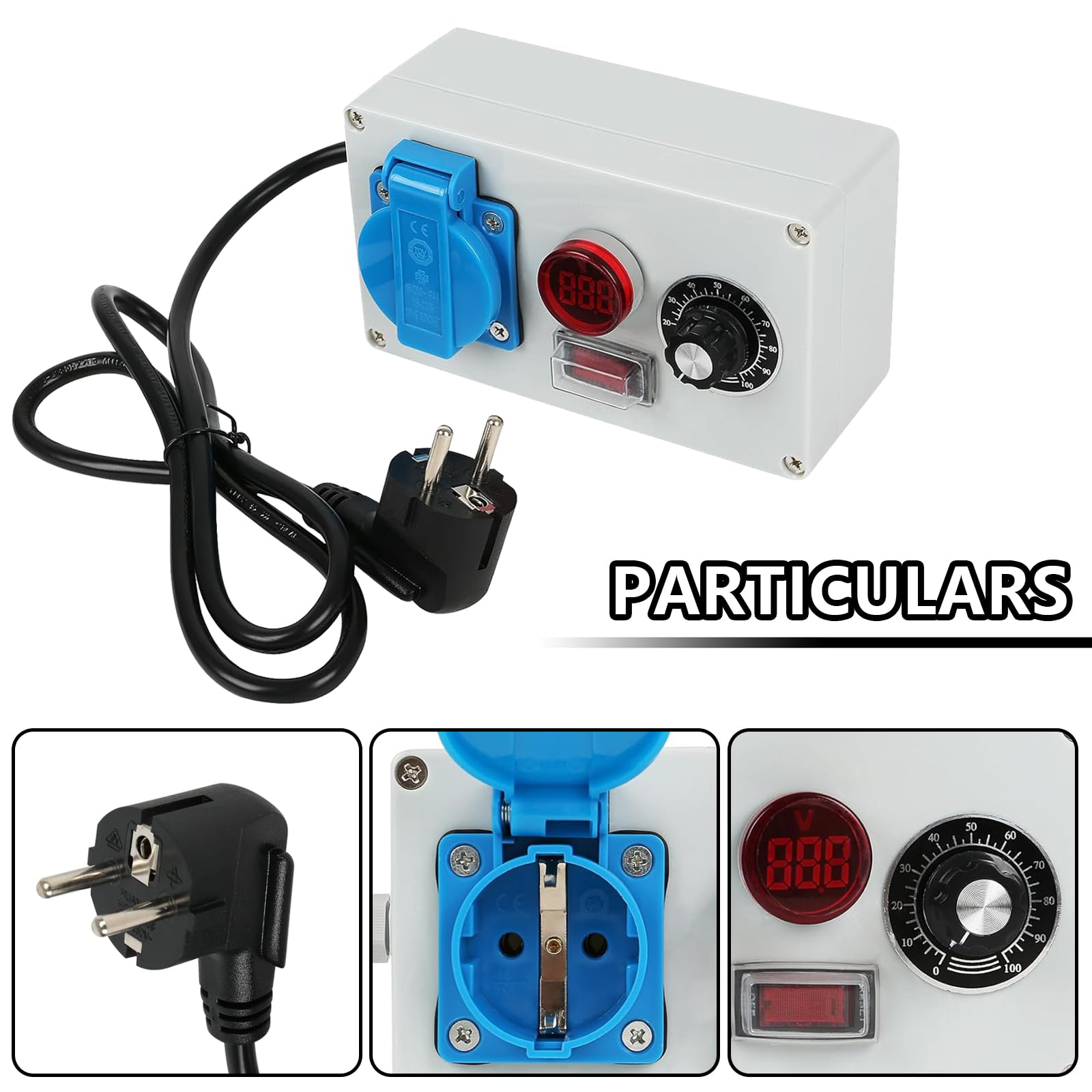 Variateur, Régulateur de Tension électrique et de Puissance 2000 W, Régulateur de Vitesse du Moteur, 230 V, Prise de Courant UE