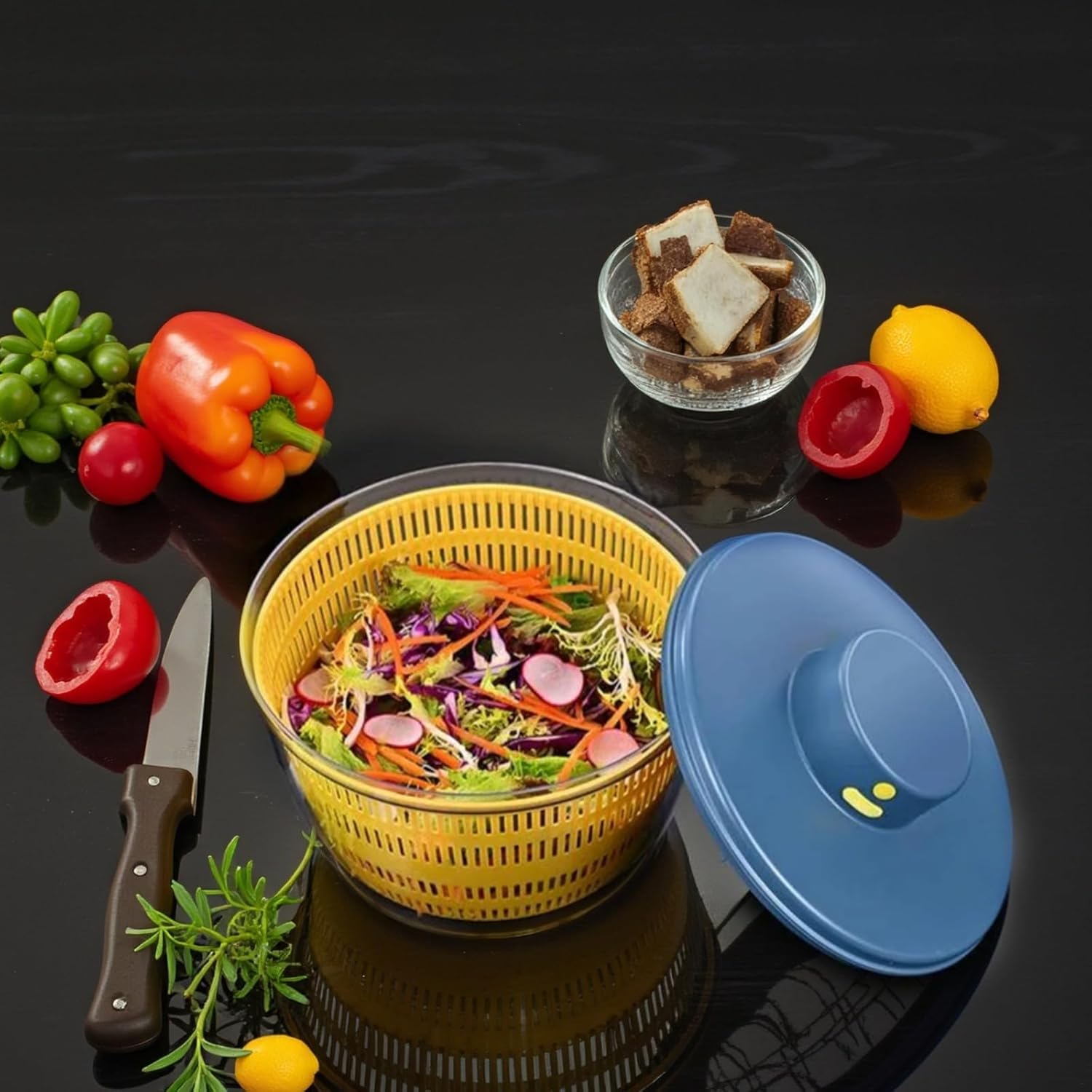 Usb Rechargeable Electric Salad Spinner, Rotating Fruit And Vegetable Dryer, Clear Pet And Food-Safe Abs, Must-Have Kitchen Gadget