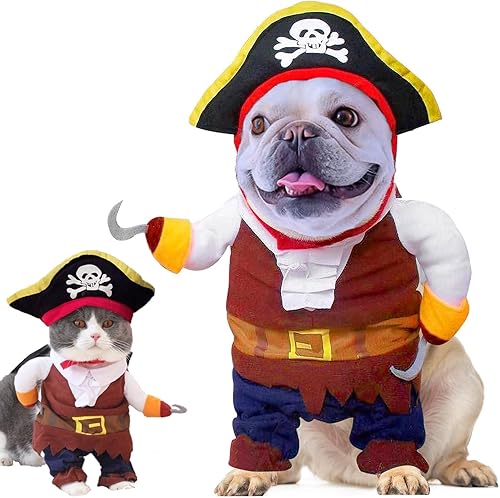 Disfraz de piratas del Caribe para perro, novedoso disfraz de Halloween divertido para Halloween, ropa de pirata de gato, ropa fresca para perros