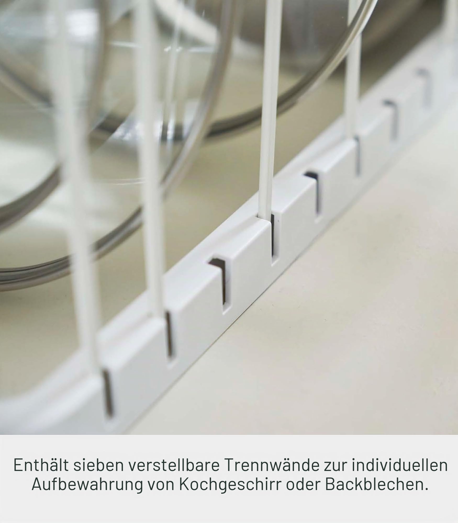 YAMAZAKI 3840 TOWER Extendable Lid & Pan Holder, white, ABS Resin/Steel, 4582 x 20 x 17.5 cm