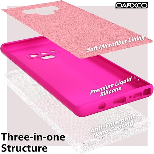 Miniatura 5 de oakxco Funda para teléfono Samsung Galaxy Note 9 de silicona líquida, color sólido brillante fluorescente, bonita funda protectora delgada y delgada