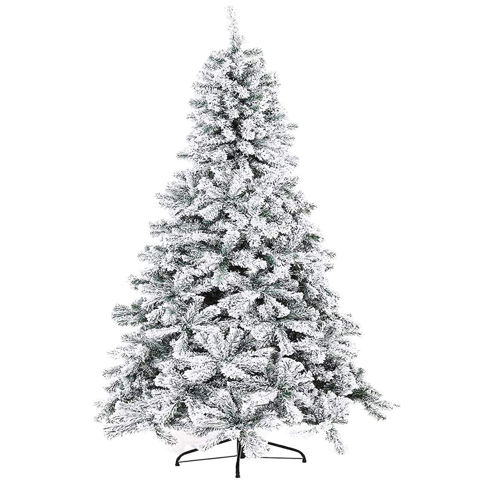 Incbruce 7ft Artificial Christmas Tree, Xmas Tree with 1,000 Branch Tips, Flocked Christmas Tree with Metal Stable Stand Base for Indoor and Outdoor Holiday Decoration(White)