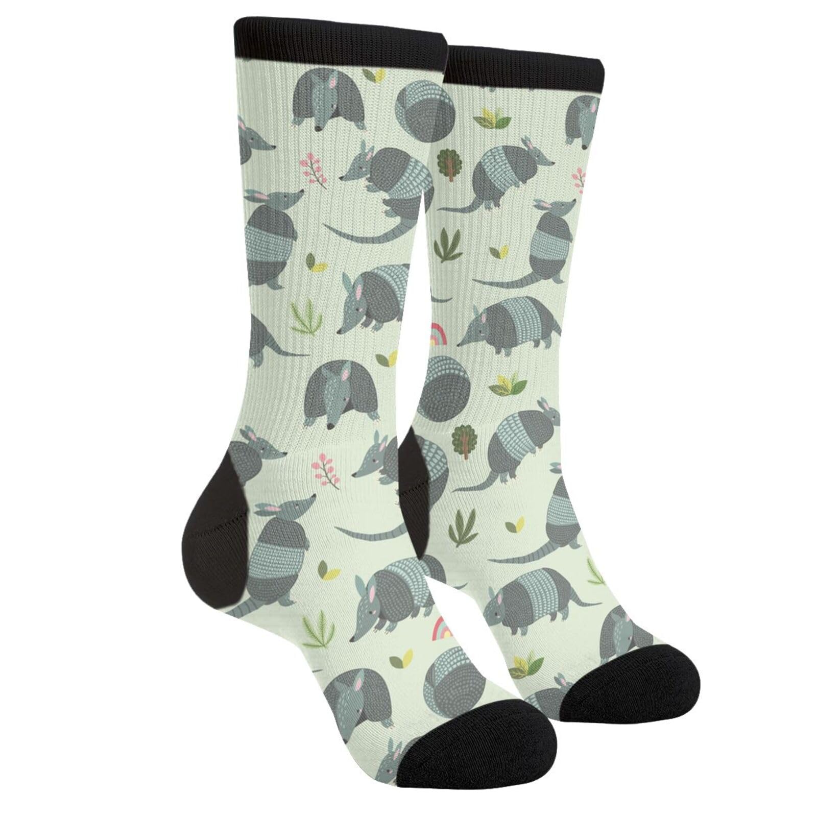 SEVEBJ Novelty Crew Socks Casual Crazy Funny Dress Socks For Women Men Teens Gift Armadillos