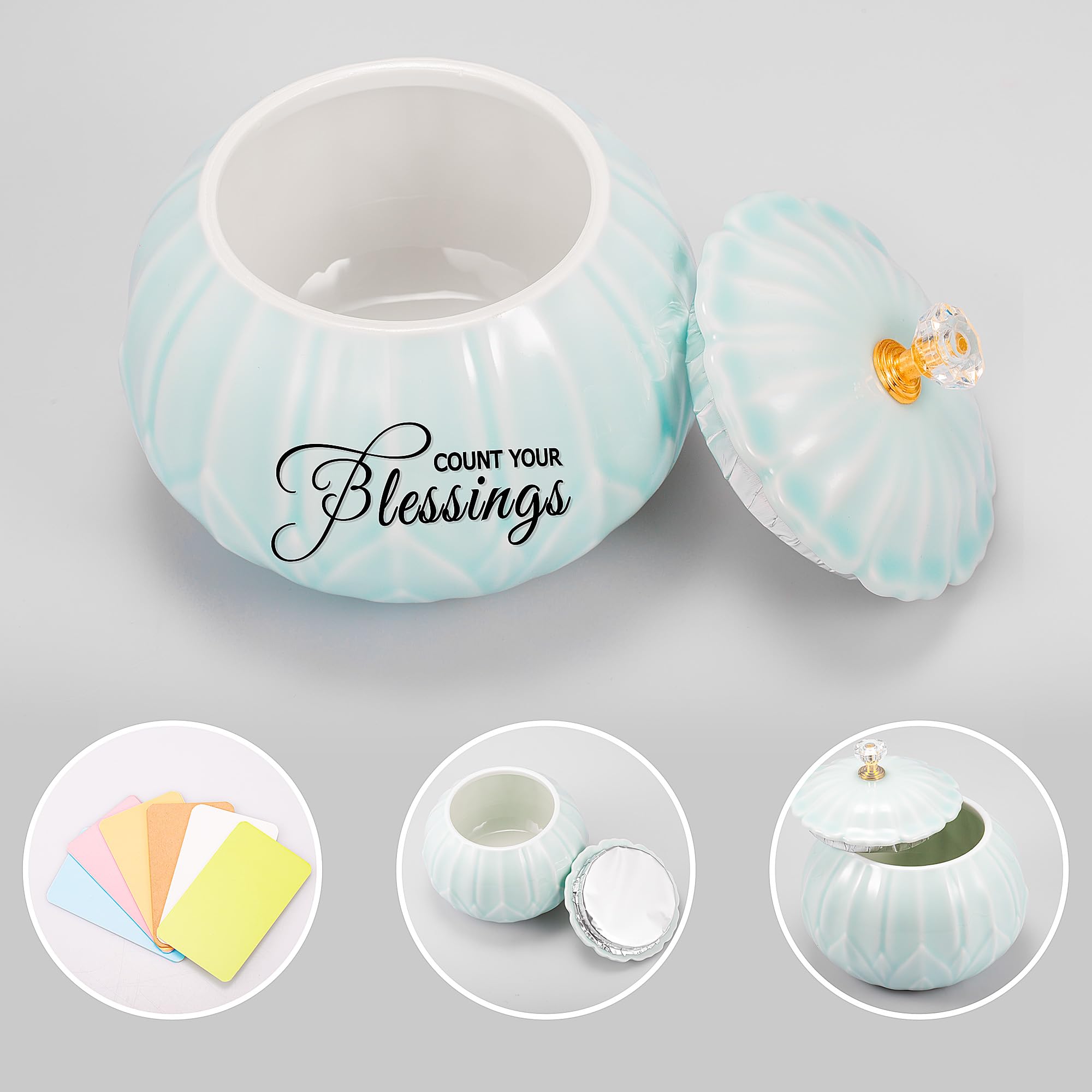 Ceramic Blessings Jar with 36 Blank Cards -Decorative Jars With Lids- 4.9