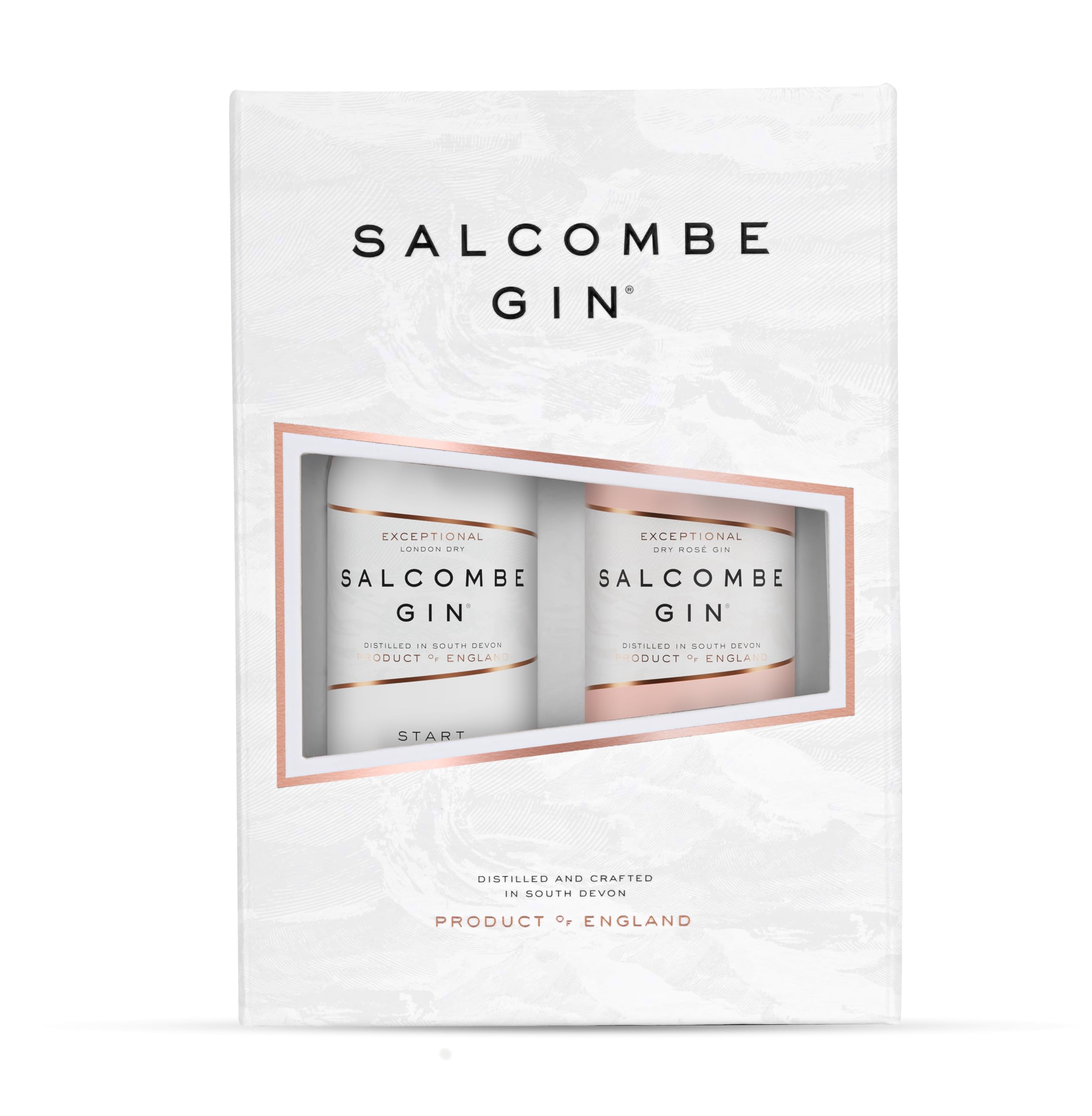Salcombe Gin 'Rosé Sainte Marie’ and 'Start Point' Miniature Gift Set | 2 x 5cl mini gins | Perfect wedding favour or cocktail drink gift