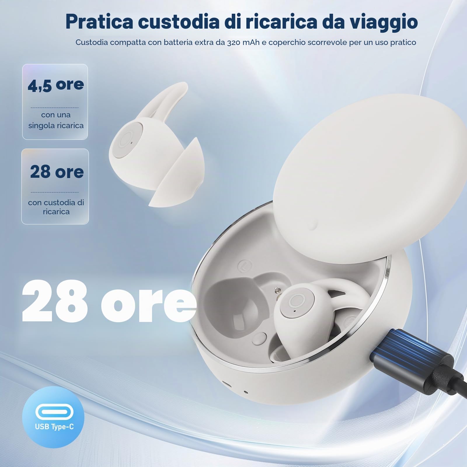 Auricolari Per Dormire, Auricolari Senza Fili Bluetooth Antirussamento Per Chi Dorme Sul Lato, Auricolari Cancellazione Rumore, Mini Auricolari Per Dormire Con 48 Ore Di Batteria