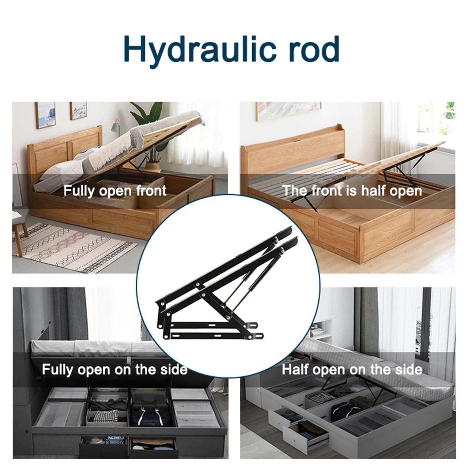 Hydrauliczny zawias sprężynowy, łóżko podnoszone Podwójna rama łóżka Podnoszenie drążek hydrauliczny Łóżko teleskopowe z prętem ciśnieniowym Podpora Tatami Meble z podnośnikiem do wysokiego łóżka (750