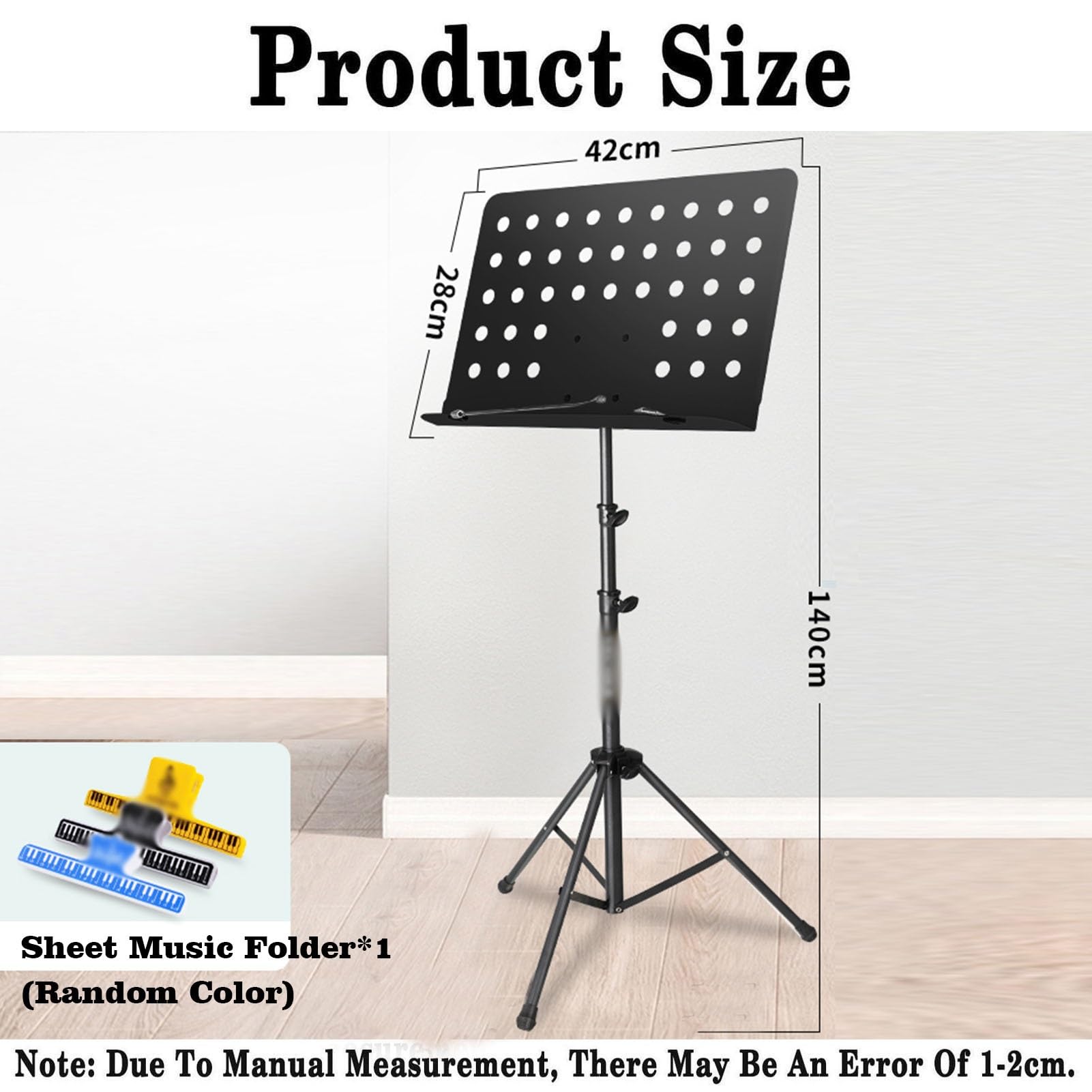 Notenständer, tragbarer Notenständer, Faltbarer Notenständer, höhenverstellbar für Instrumentenspiel, Band und Chor (schwarz 140 cm)