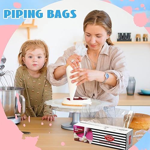 Miniatura 7 de Hushee 1000 bolsas desechables de 16 pulgadas a granel gruesas transparentes desechables para pastelería, bolsas de decoración de pasteles, bolsas