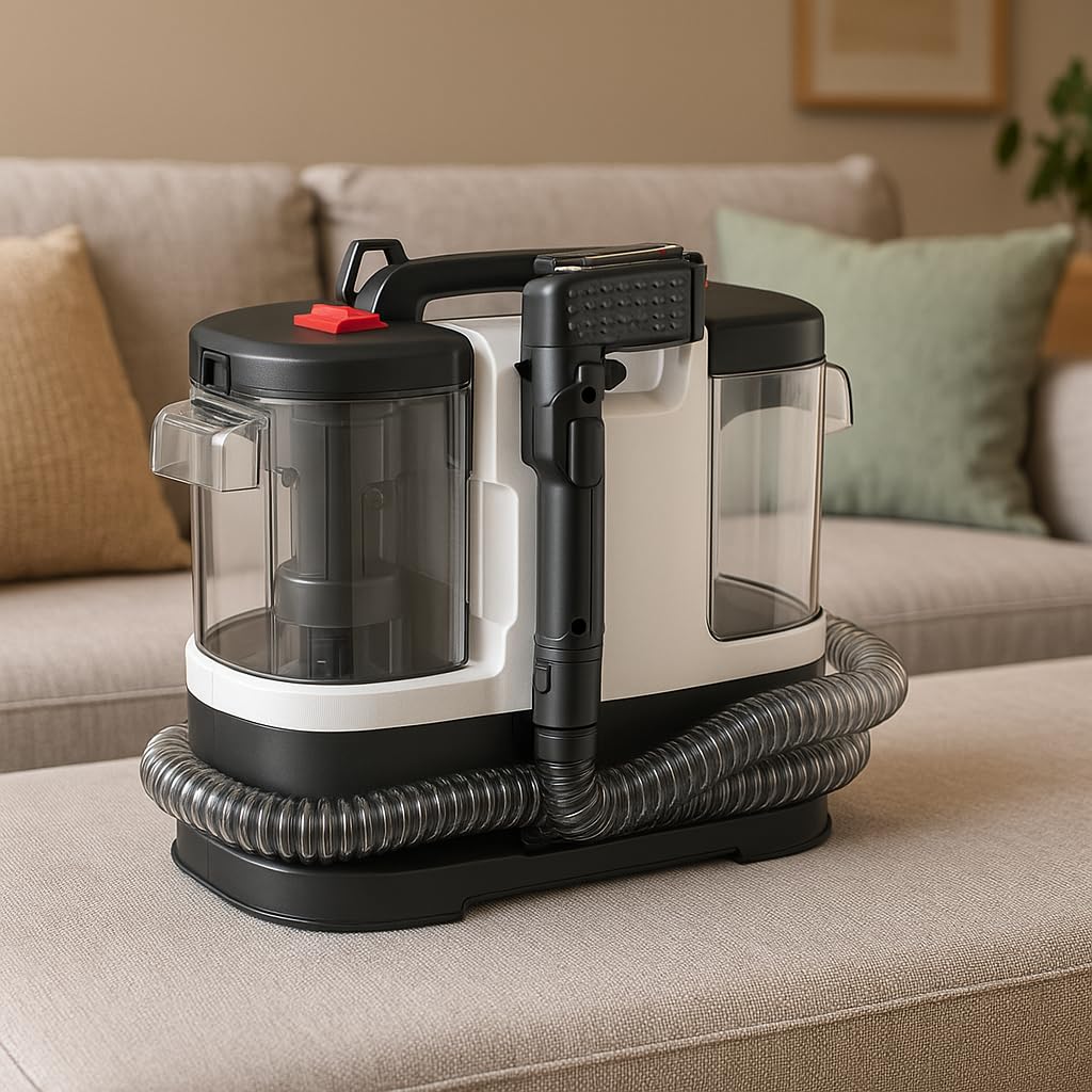 JOCCA - Aspirador de tapicerías con limpieza profunda por agua y vapor | Potente succión 12Kpa | Doble depósito 1800ml | Para sofás, alfombras, colchones | Compacto y ligero