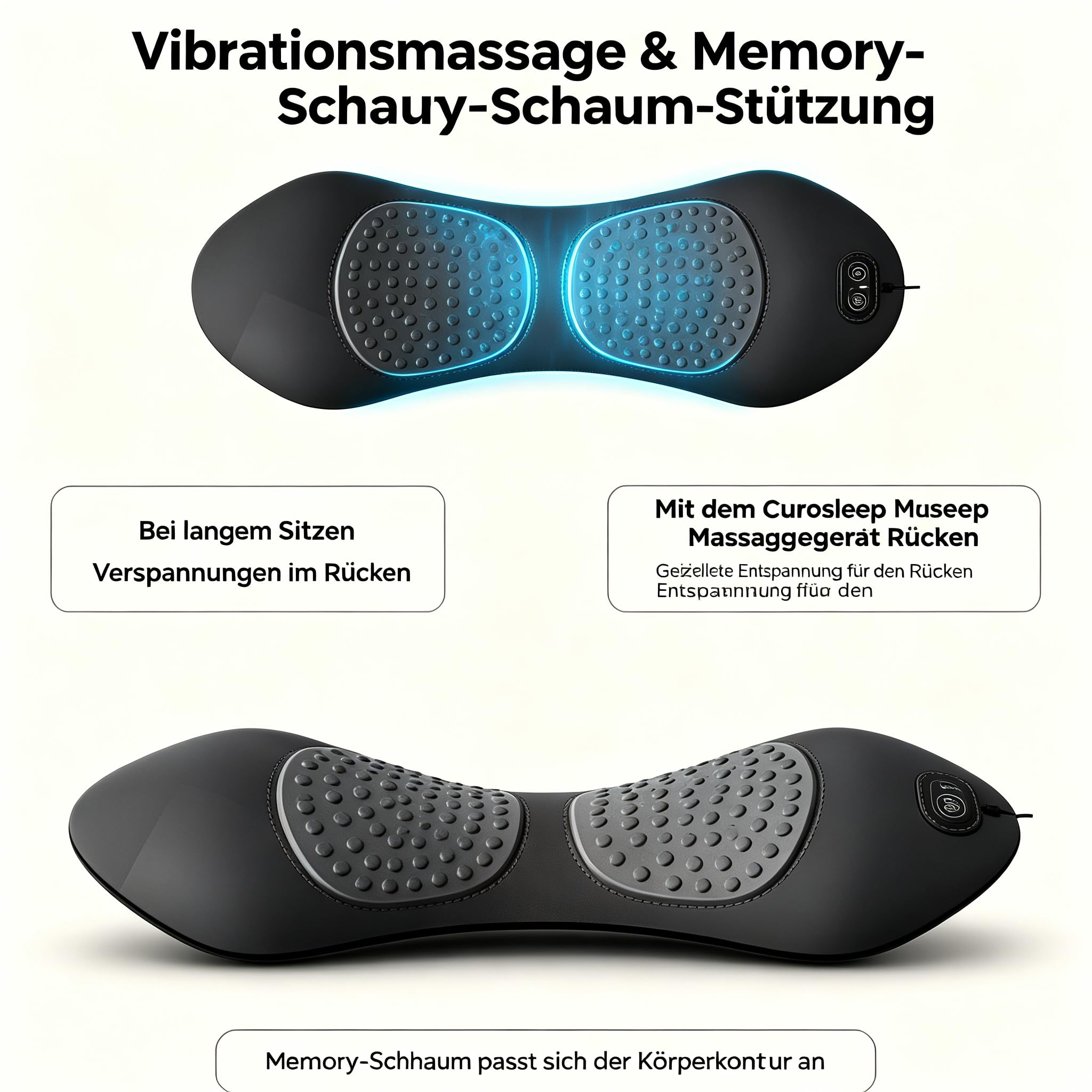 Curosleep Massagegerät Rücken, Massagekissen Mit Wärmefunktion (Hellgrau)