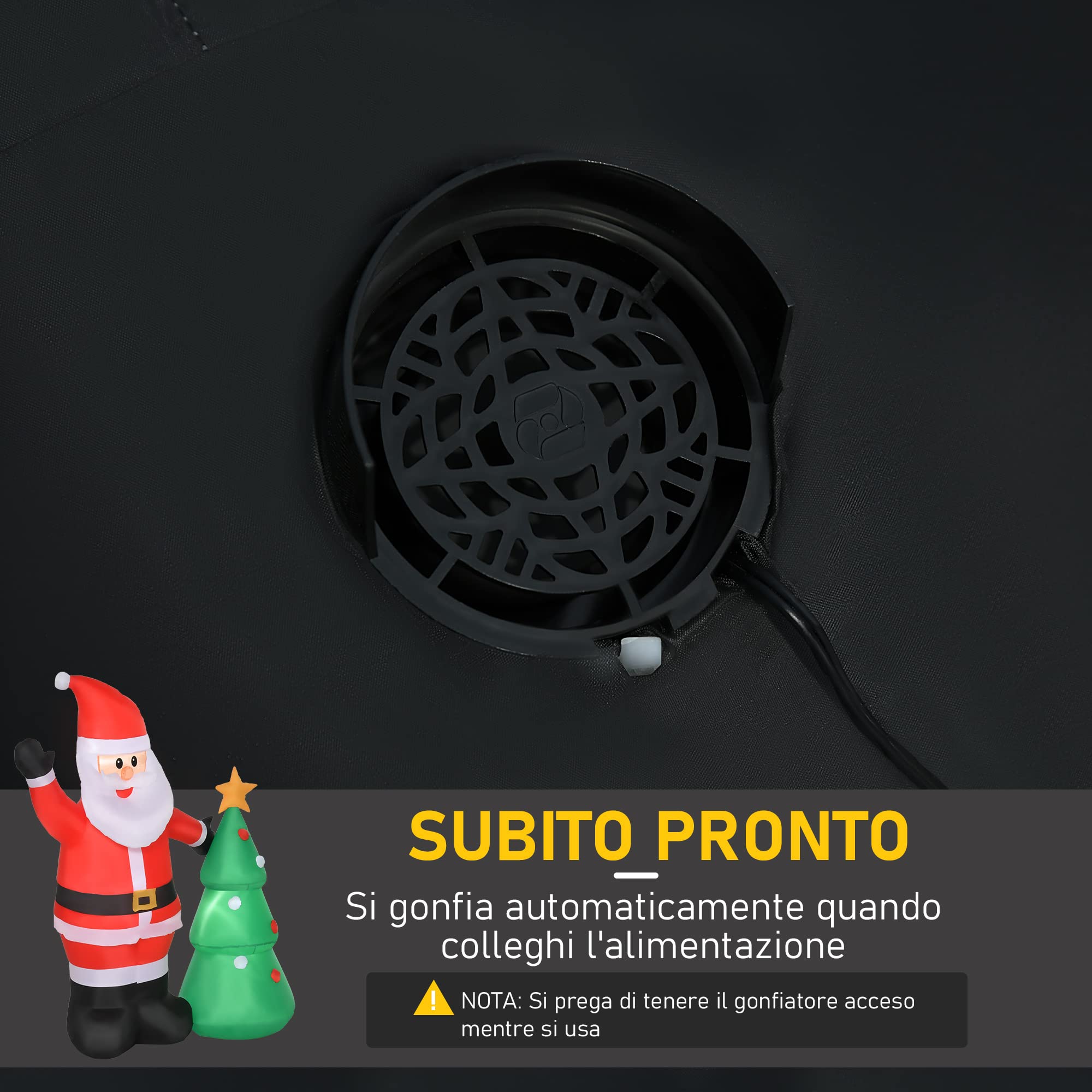 HOMCOM Babbo Natale Gonfiabile 150cm con Albero, Decorazione Natalizia per Esterno con Luci a LED, in Poliestere Impermeabile IP44