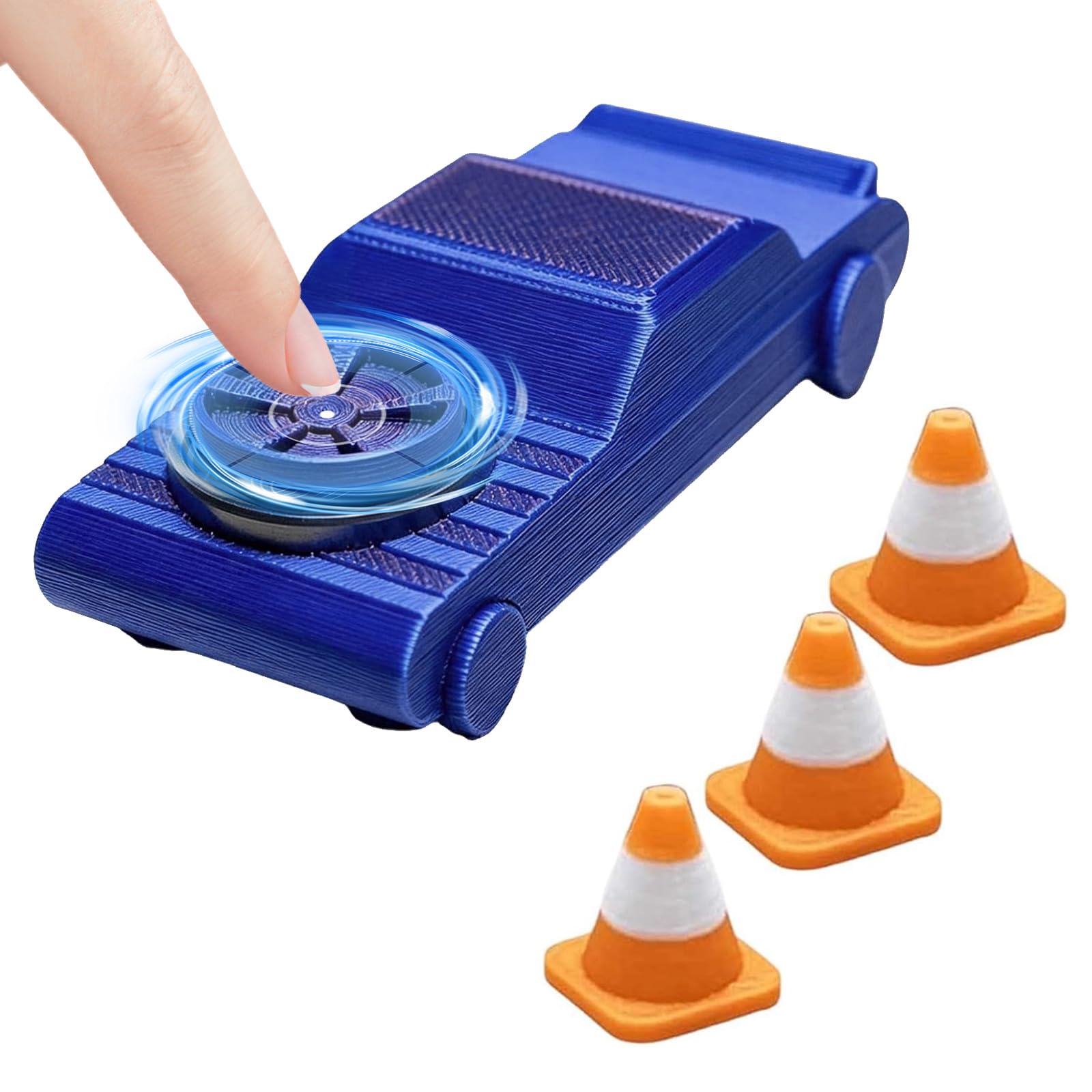 Tudegy Pocket Finger Drift Car Toy,Pocket Drift Car with Smooth-rolling Wheels,3D Printed Car Toy,For Kids Adults Home School Party Indoor Outdoor (Blue)