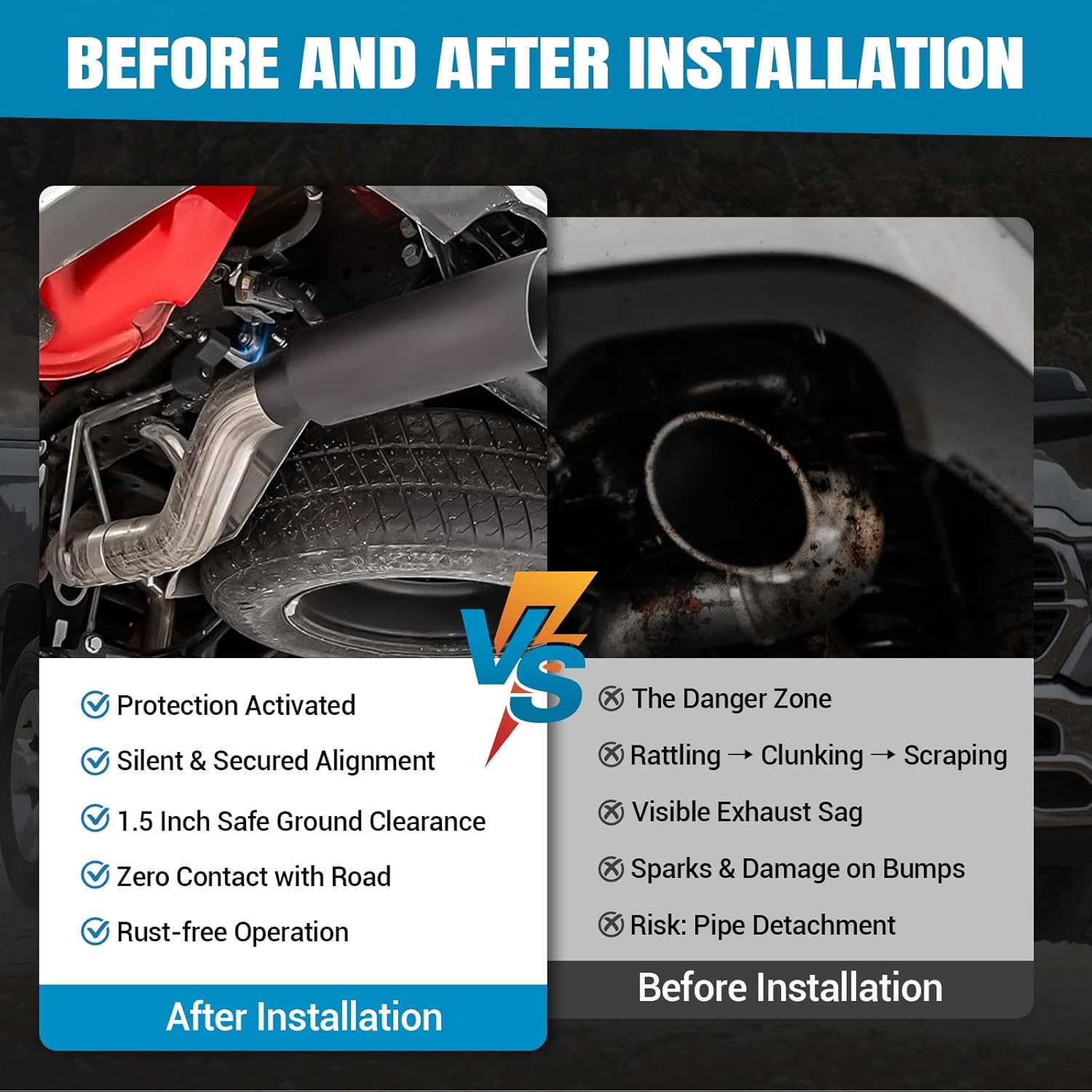 Exhaust Bracket Muffler Support Hanger Assembly Passenger and Driver Side Compatible with 2019-2024 Dodge Ram 1500, Replace 68395841AA 68275662AB, 1 Pair