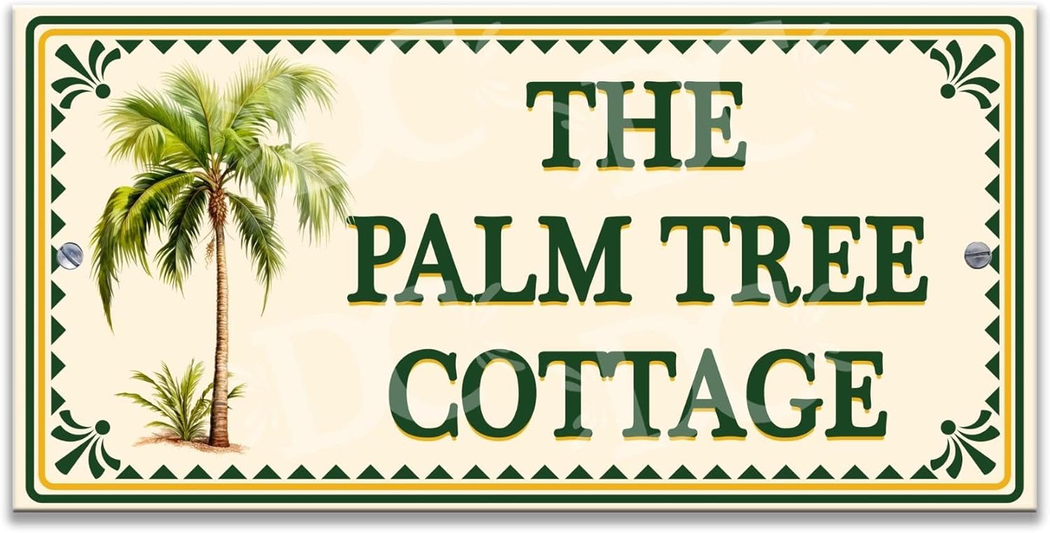 Palm Trees House Tile, Tropical Palm Trees Themed House Number Plaque, Decorative Palm Tree Art House Plaque Large Size