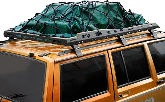 EAG Hard Top Roof Rack Cargo Carrier Basket Black Luggage Carrier Compatible with 1984-2001 Cherokee XJ
