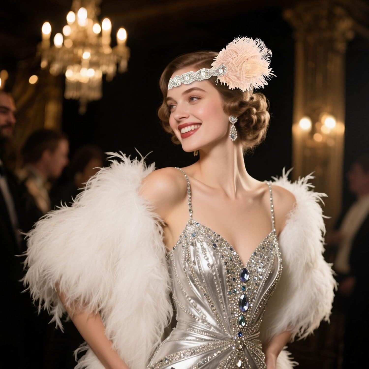 CURASA 1920s Flapper Headpiece Great Gatsby Cocktail Costume - Image 6