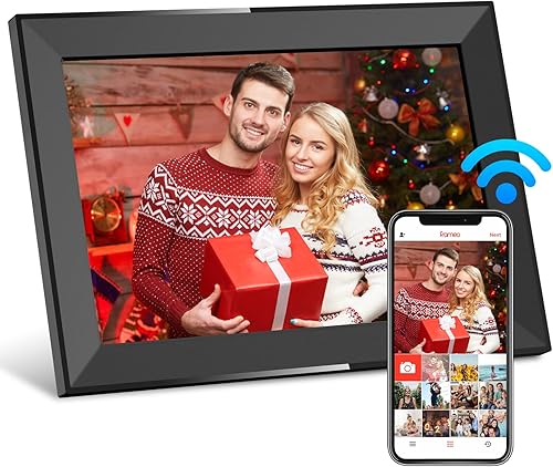 Skyrhyme 10.1 Inch Digital Picture Frame with 32GB Storage, Frameo WiFi Digital Photo Frame, 1280 * 800 IPS Touch Screen, Auto-Rotate Slideshow, Easy to Share Photo/Video via Free App
