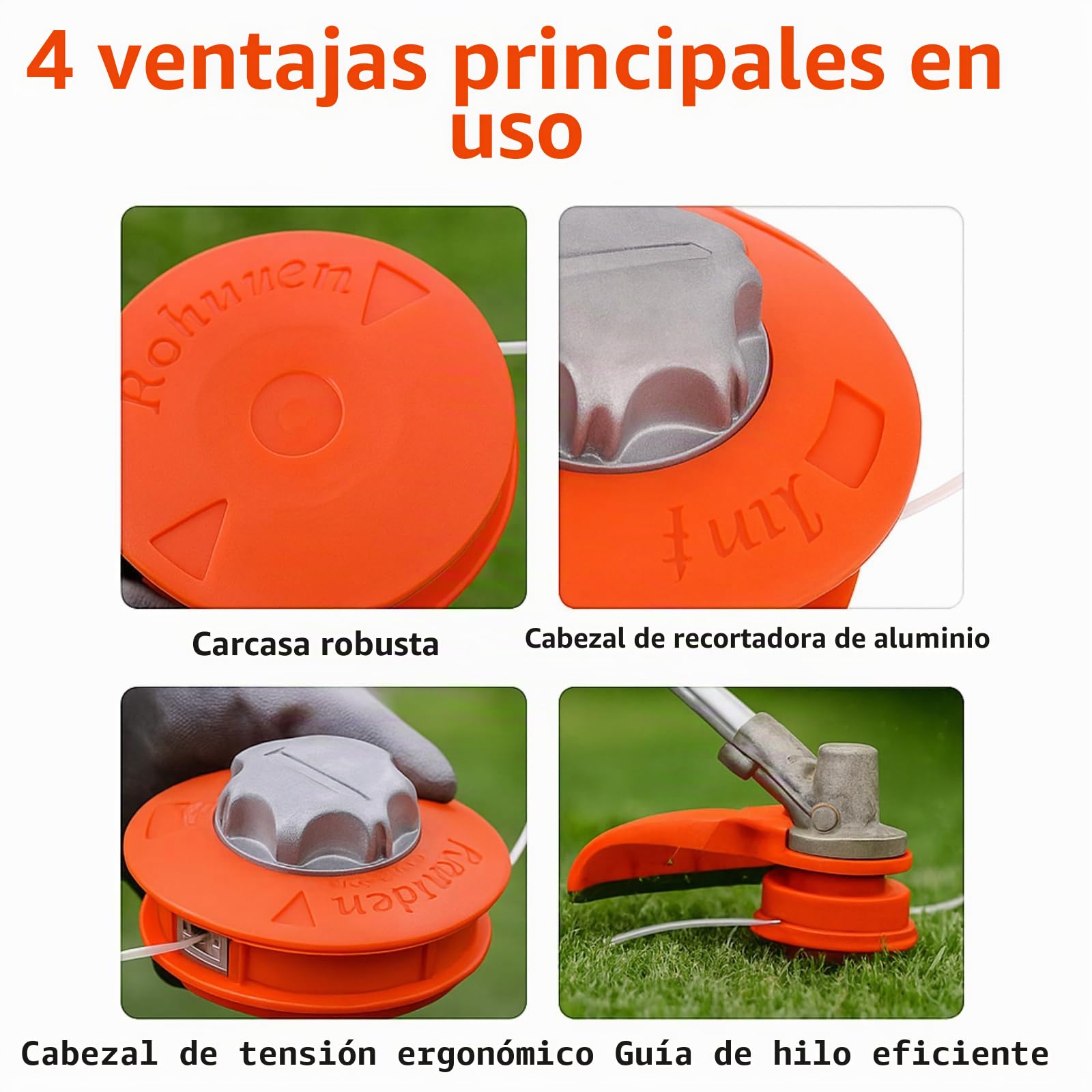 Poweka Cabezales Desbrozadora Universal M10 x 1.25 | cabezal de repuesto de aluminio, Recortaborde Eléctrico Desbrozadora Gasolina de Jardín