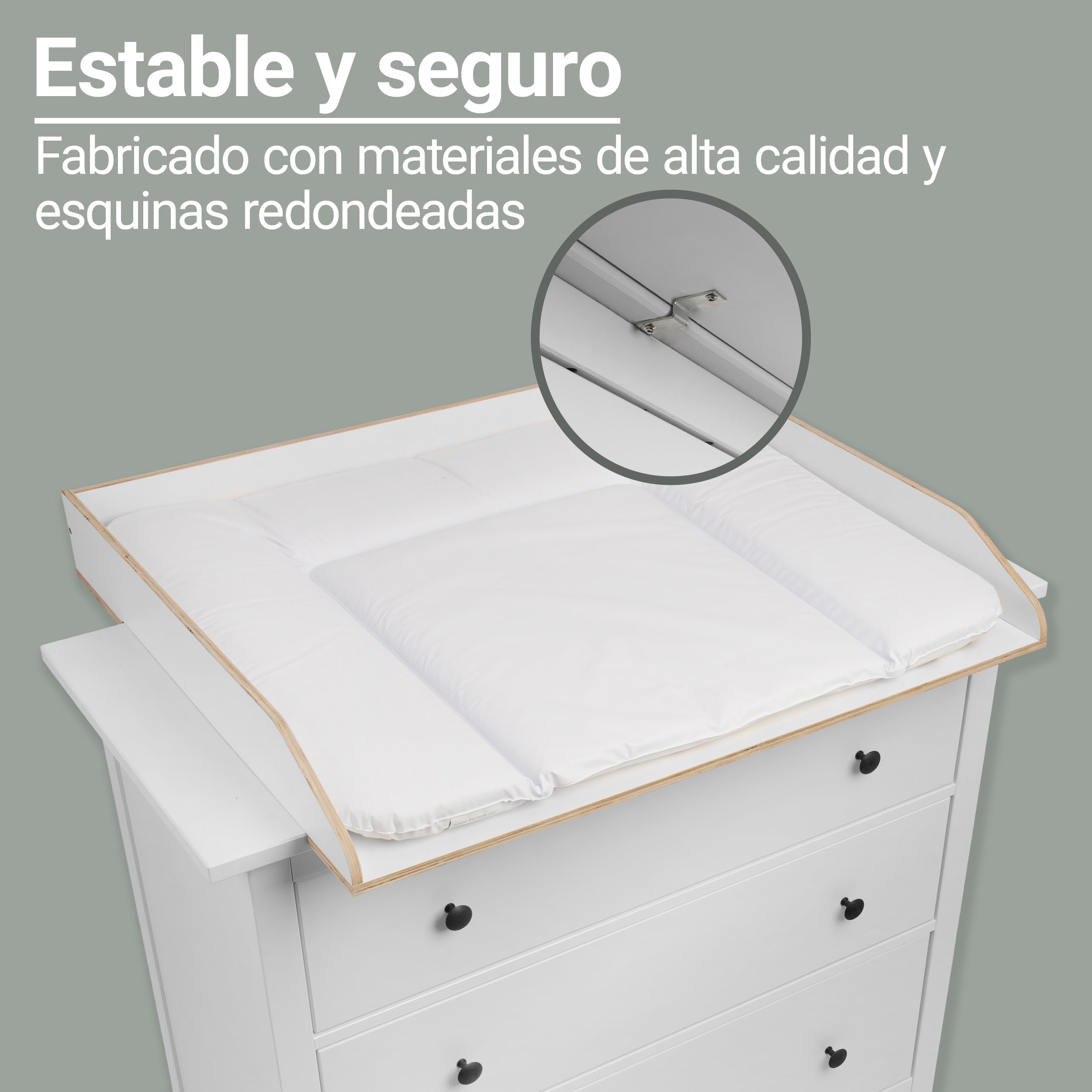 Jonka Adaptador para Cambiador Hemnes IKEA Cómoda de 108 y 160 cm | Cambiadores Bebé de Madera Natural para Cómodas | Certificado Bajo Normativa de Seguridad Europea DIN EN 12221 – Blanco
