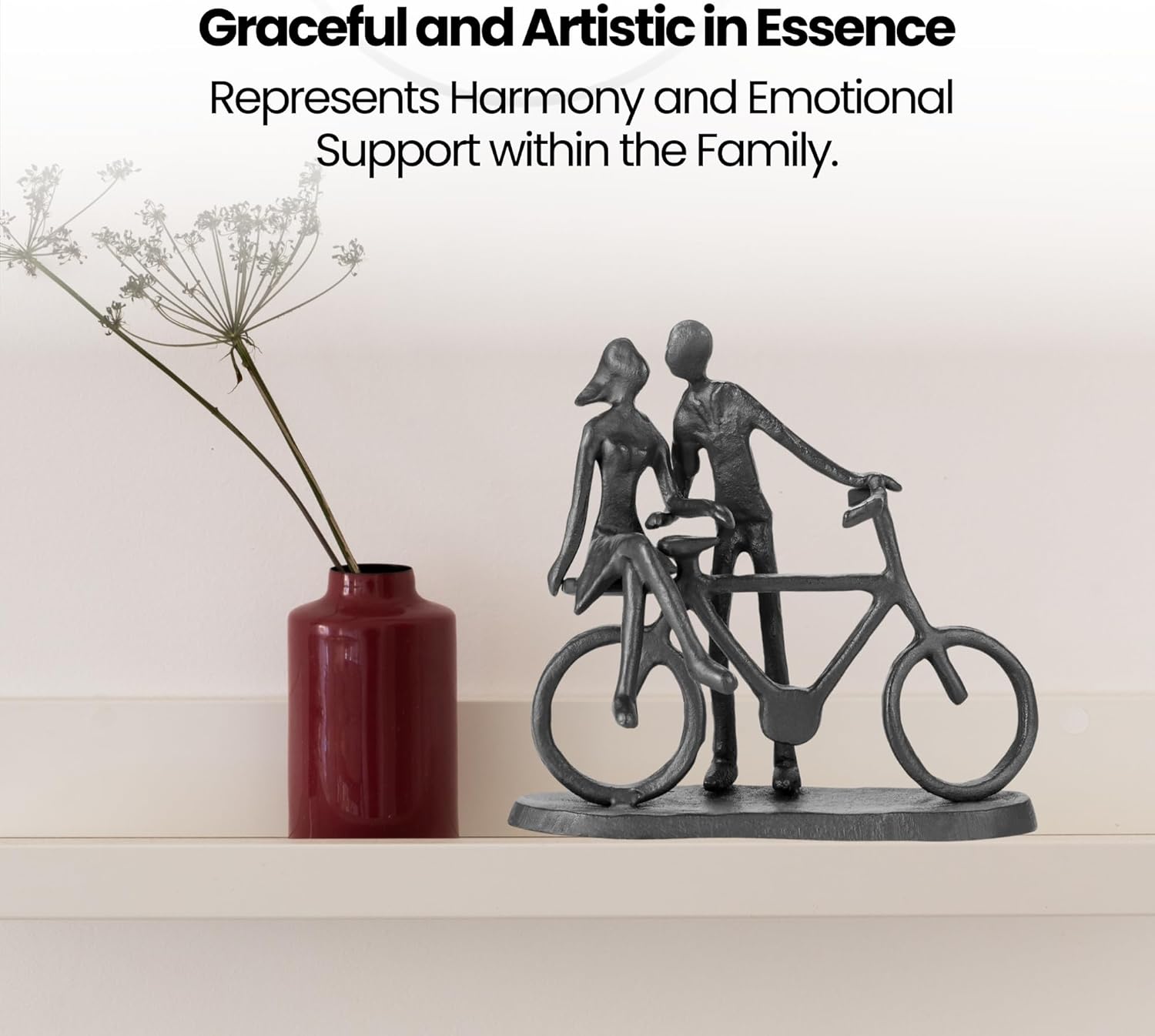 Bicycle Themed Gifts - Bike Couple Figurine Statue Black Hand Sculptures for Living Room Bicycle Wall Decor Iron Love Sculpture - Image 7